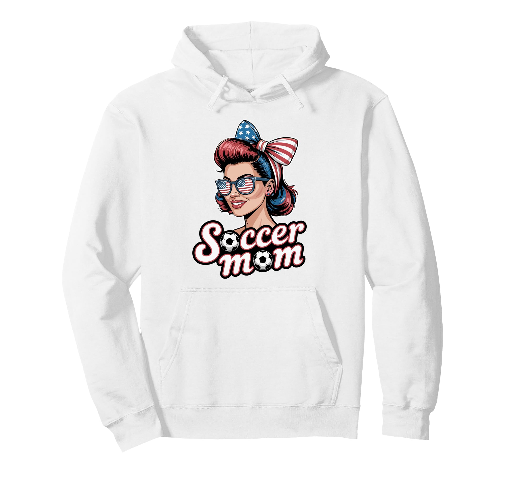 Patriotic Soccer Mom American Flag Hoodie - Unique Graphic Unisex - T-Shirt, Sweatshirt, Hoodie