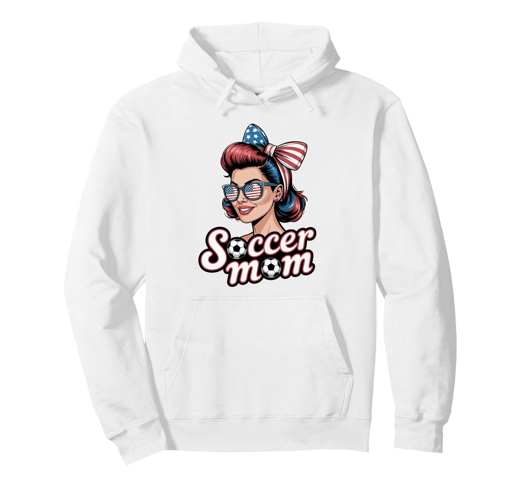 Patriotic Soccer Mom American Flag Hoodie - Minimalist Print Men Women - T-Shirt, Sweatshirt, Hoodie