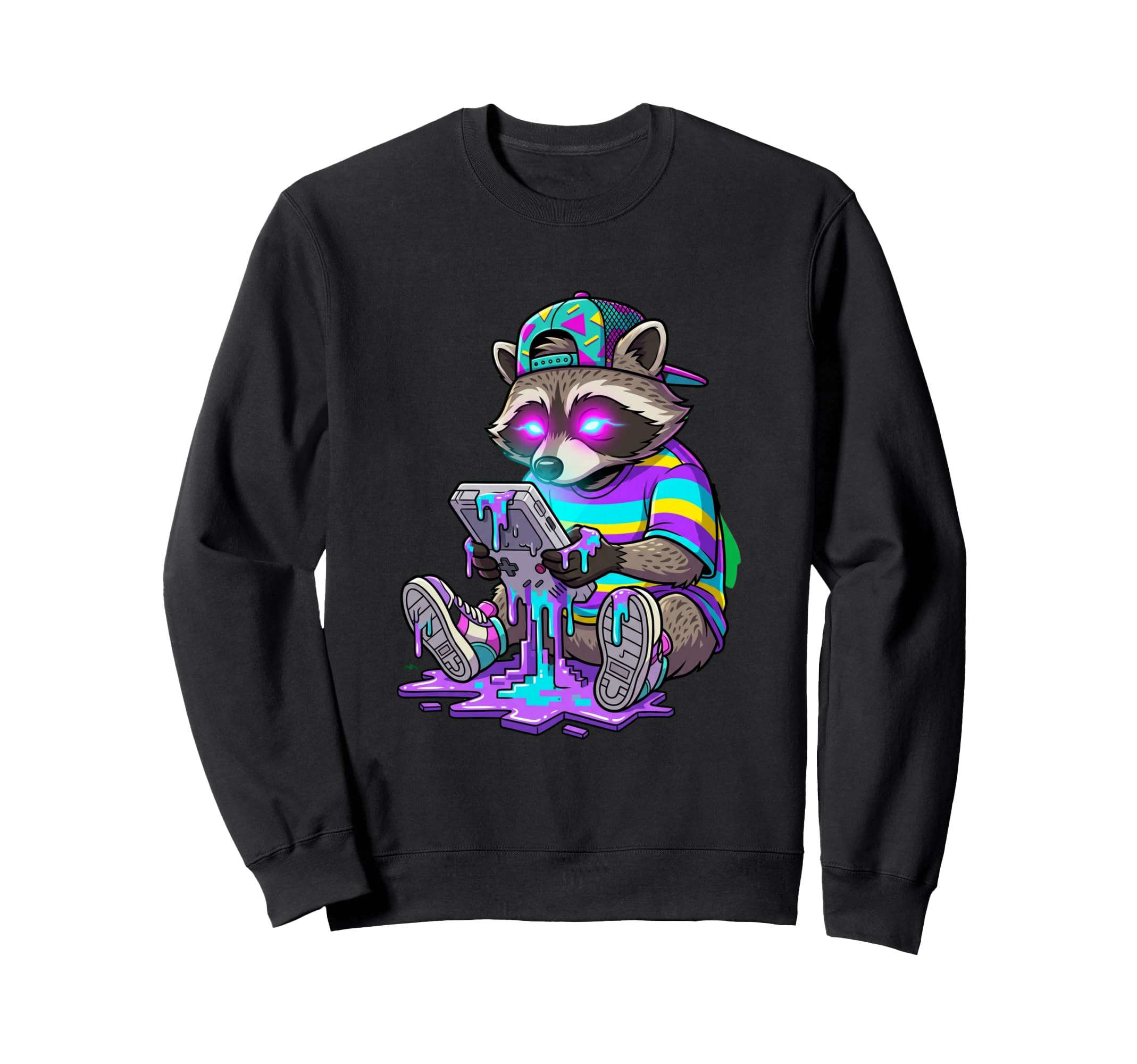 Gaming Raccoon 90S Handheld Sweatshirt - Streetwear Style for Adults - T-Shirt, Sweatshirt, Hoodie