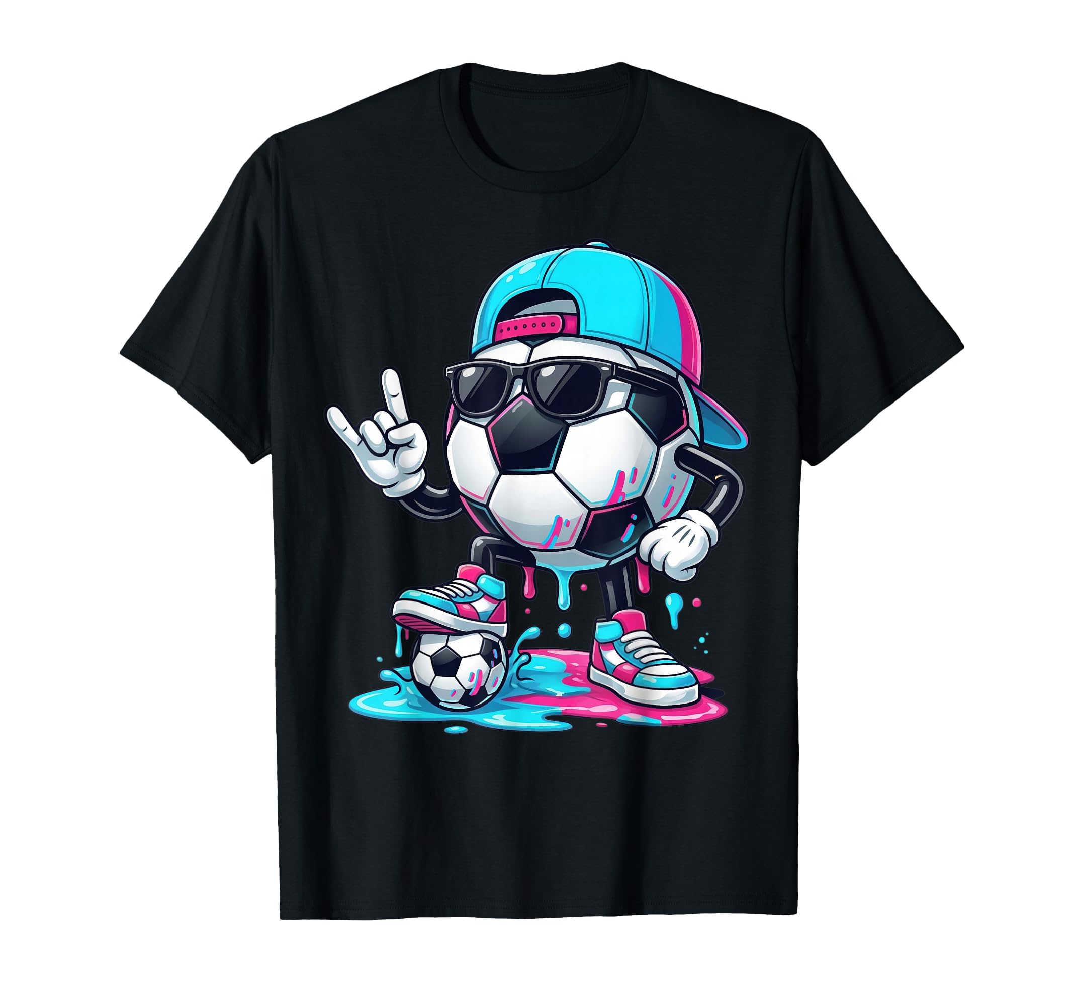 Soccer Drip Ice Cream Drip Funny T-Shirt - Fun Novelty Design Men Women - T-Shirt, Sweatshirt, Hoodie