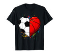 Soccer Basketball Ball Heart Football T-Shirt - Unique Graphic Unisex - T-Shirt, Sweatshirt, Hoodie
