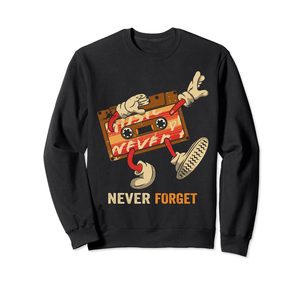 Never Forget Cassette Tape Sweatshirt - Minimalist Print for Adults - T-Shirt, Sweatshirt, Hoodie
