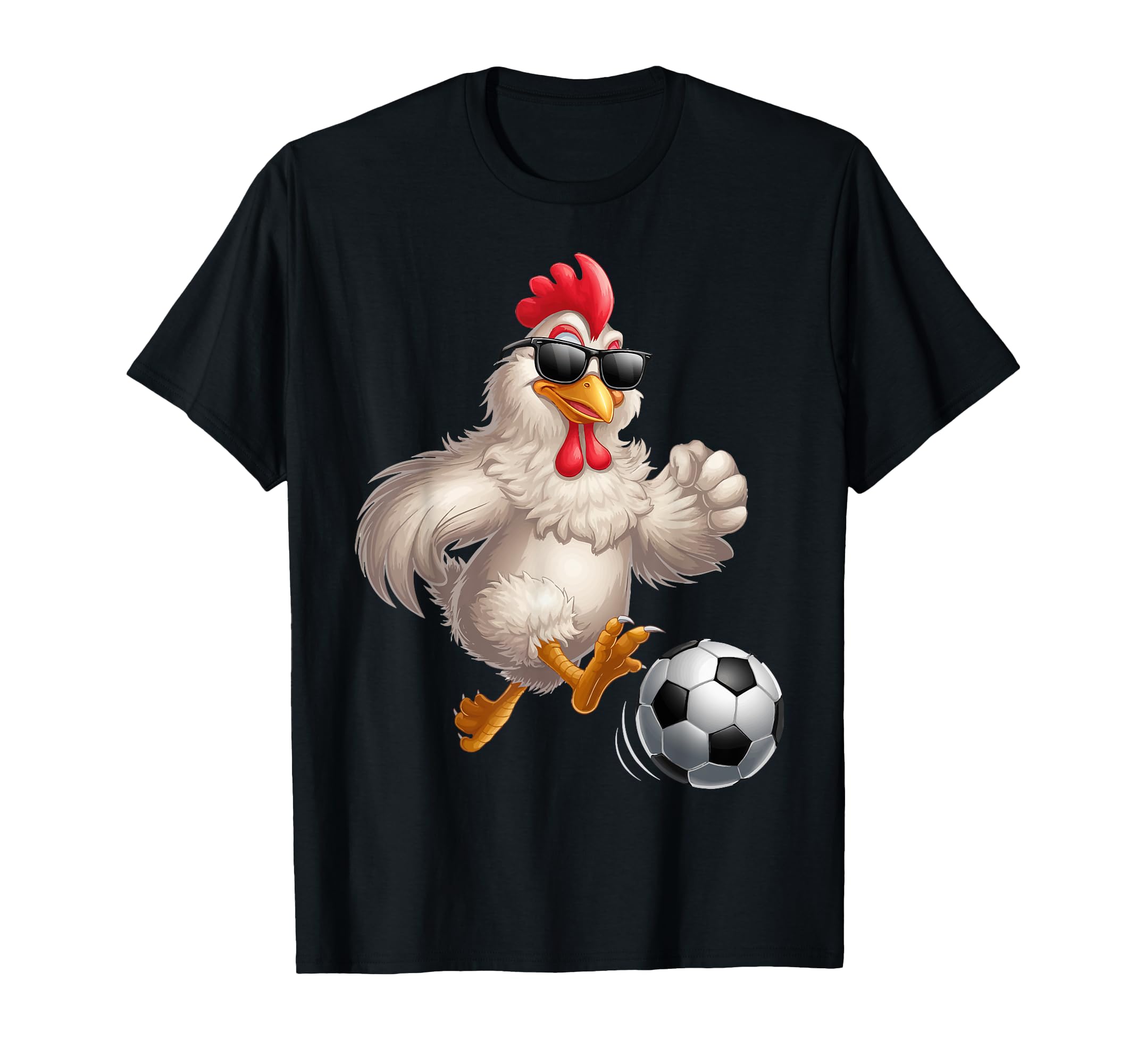 Funny Soccer Chicken Wearing T-Shirt - Custom Art Print for Adults - T-Shirt, Sweatshirt, Hoodie