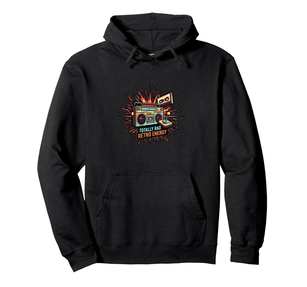 Totally Rad 80S Boombox Joystick Hoodie - Minimalist Print for Adults - T-Shirt, Sweatshirt, Hoodie