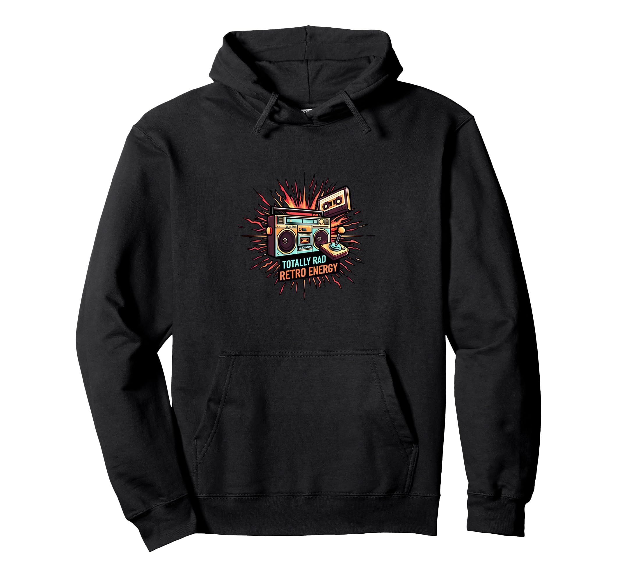 Totally Rad 80S Boombox Joystick Hoodie - Minimalist Print for Adults - T-Shirt, Sweatshirt, Hoodie