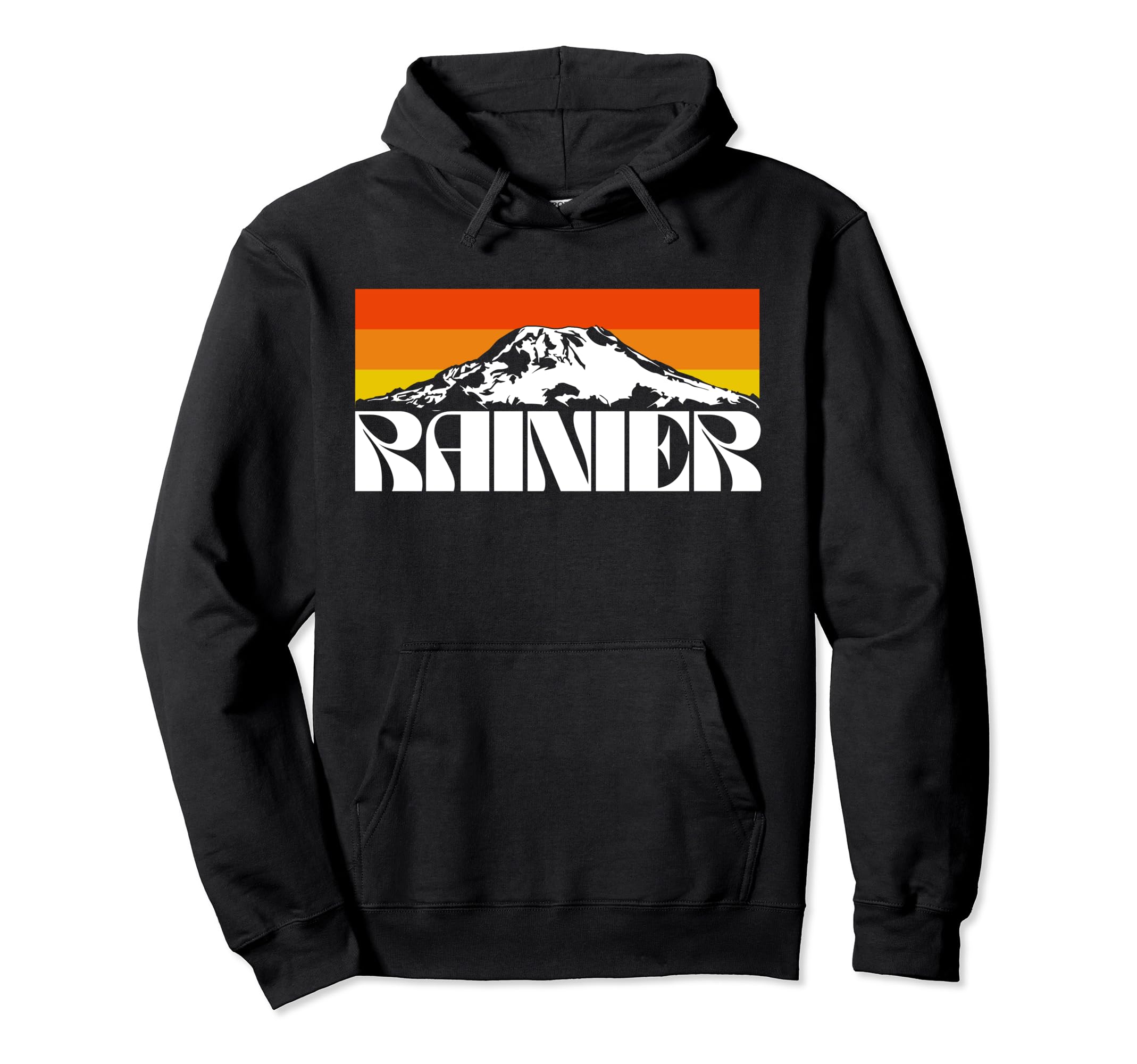 Mount Rainier Mountains Sun 80S Hoodie - Fun Novelty Design Unisex - T-Shirt, Sweatshirt, Hoodie