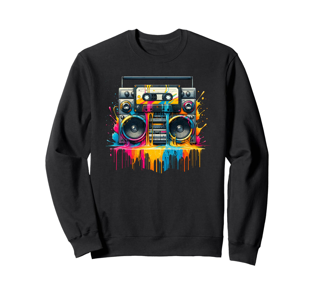 Dripping Paint Boombox Old School Sweatshirt - Trendy Graphic for Adults - T-Shirt, Sweatshirt, Hoodie