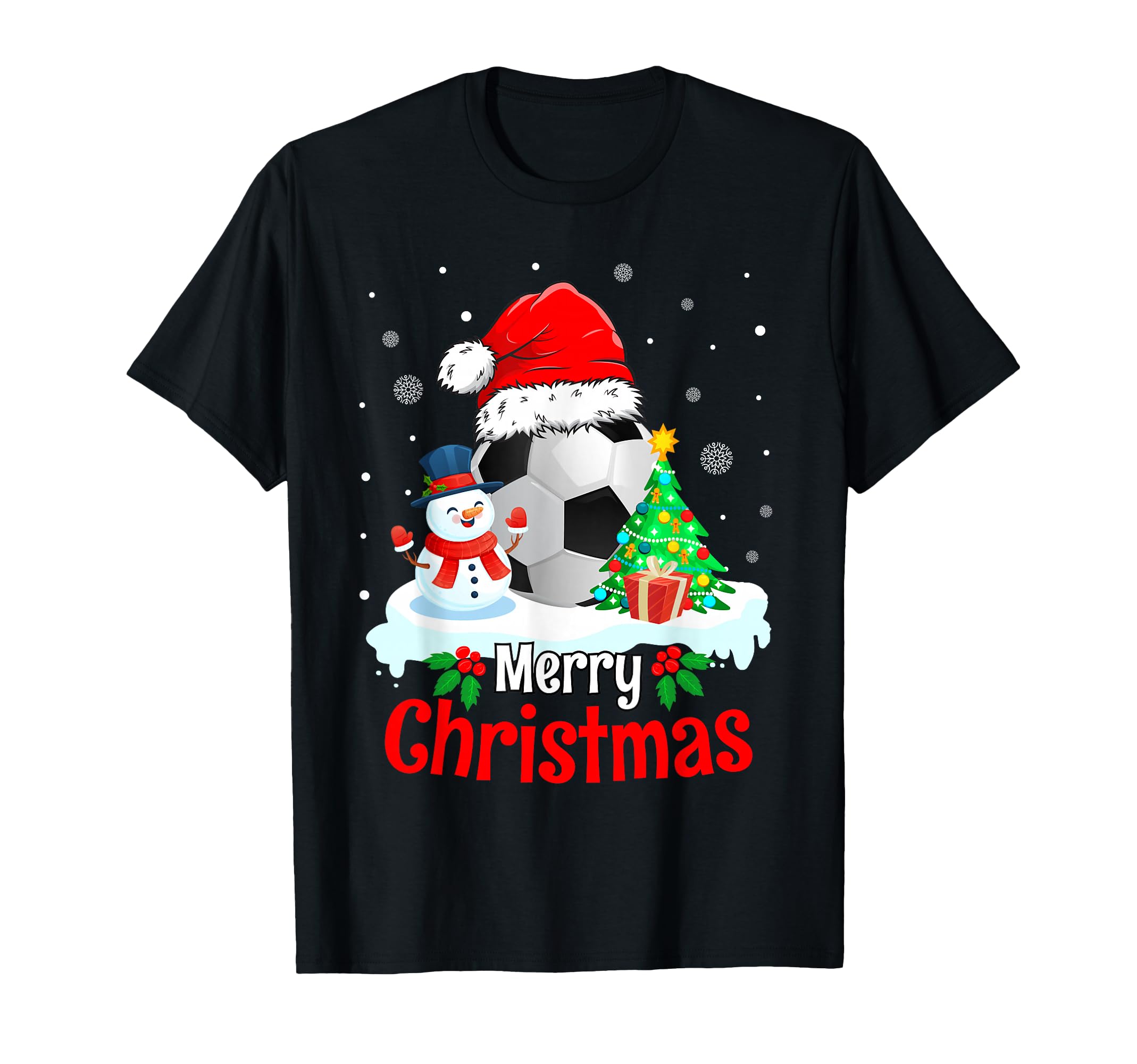 Soccer Merry Santa Hat Soccer T-Shirt - Unique Graphic Men Women - T-Shirt, Sweatshirt, Hoodie