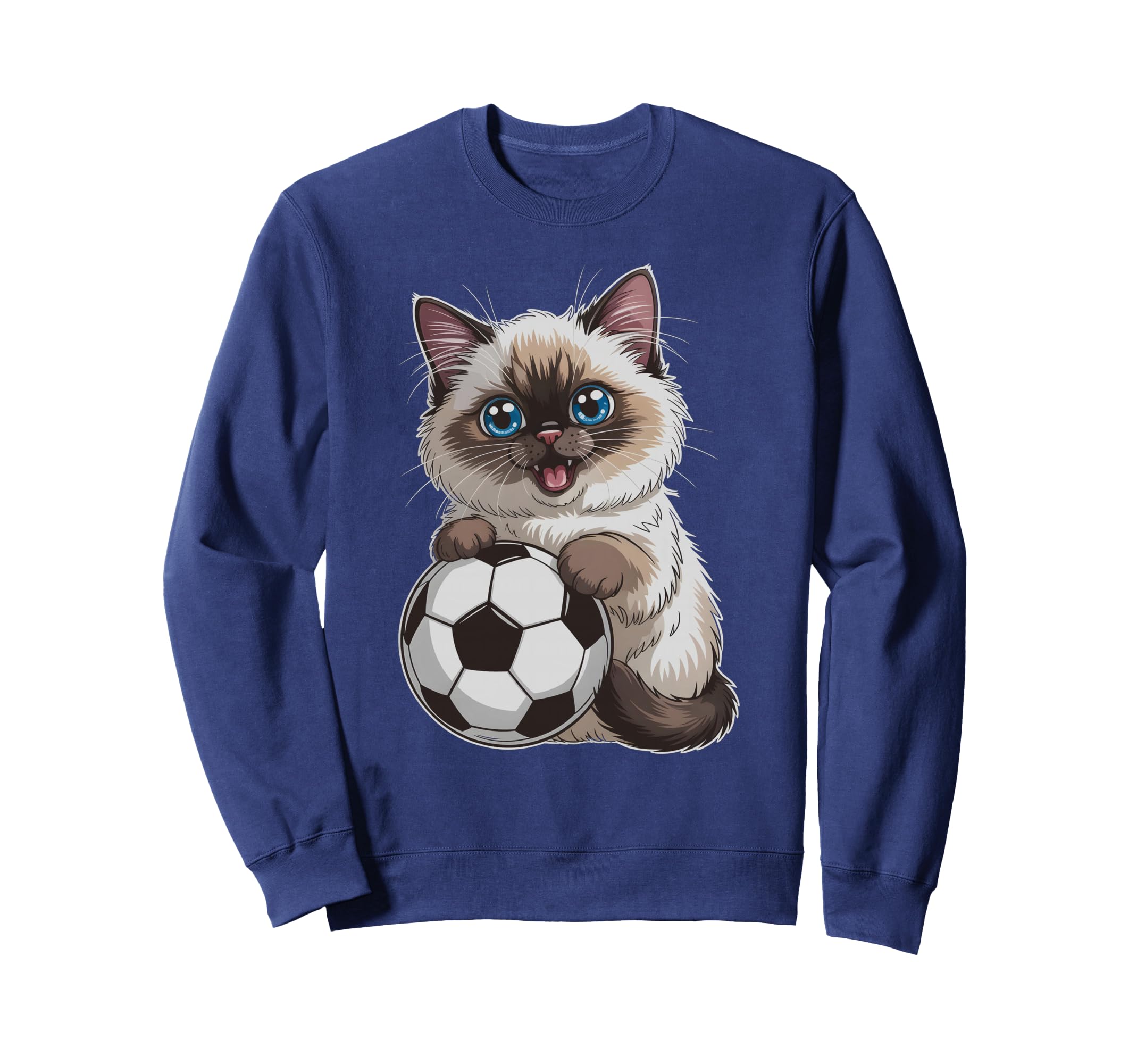 Soccer Cat Just Who Loves Birman Sweatshirt - Novelty Apparel for Adults - T-Shirt, Sweatshirt, Hoodie