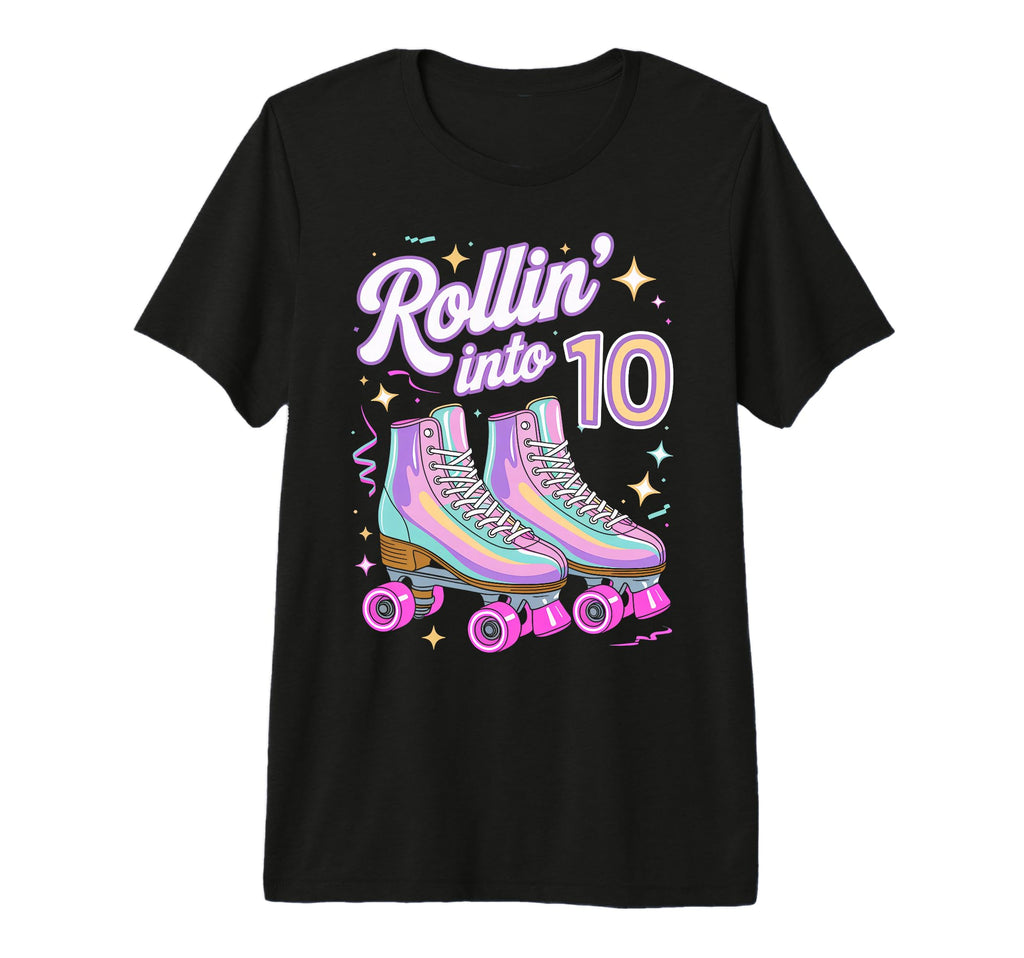 Rollin Into 10 Roller Skating 10Th T-Shirt - Unique Graphic for Adults - T-Shirt, Sweatshirt, Hoodie