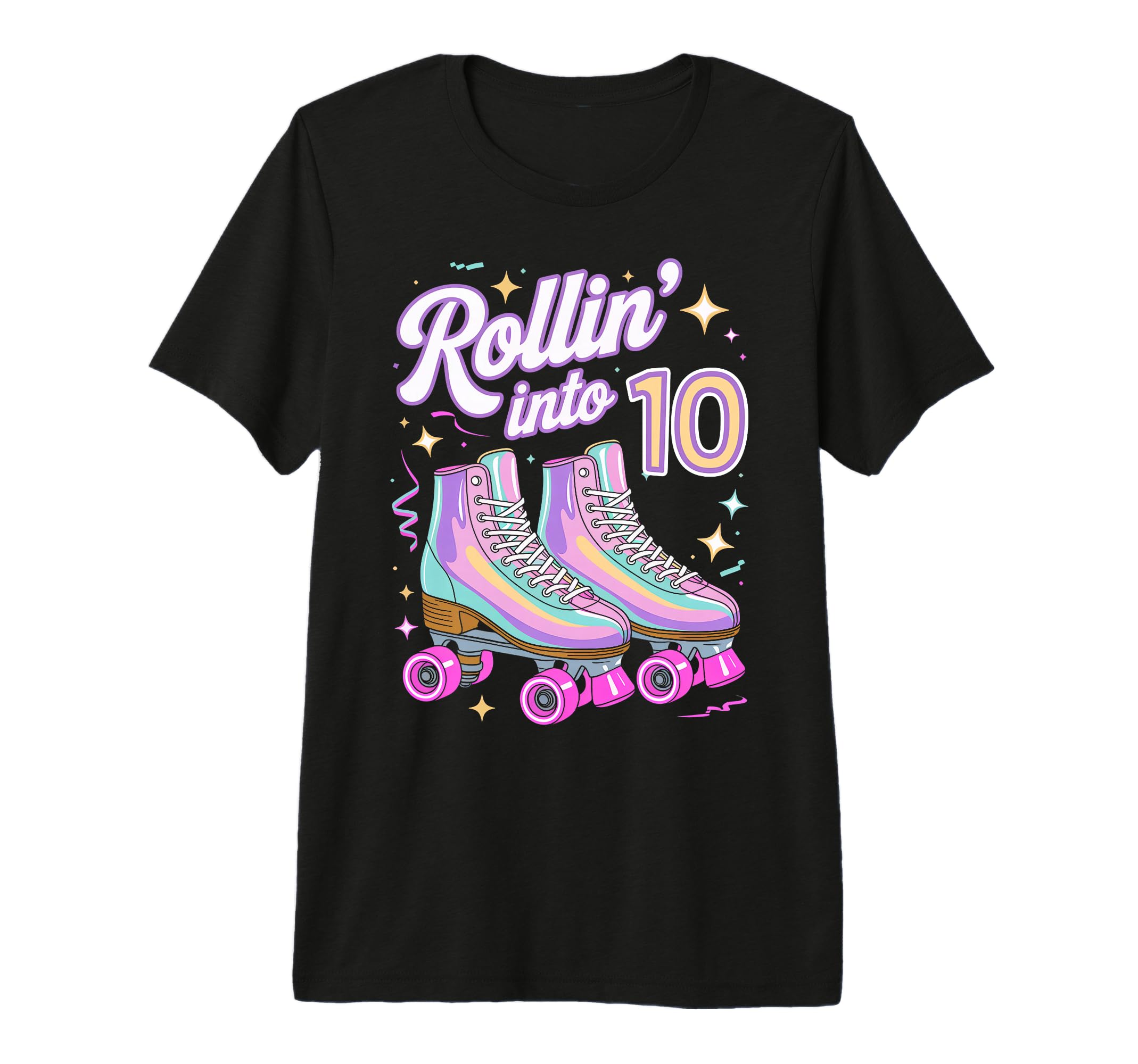 Rollin Into 10 Roller Skating 10Th T-Shirt - Unique Graphic for Adults - T-Shirt, Sweatshirt, Hoodie