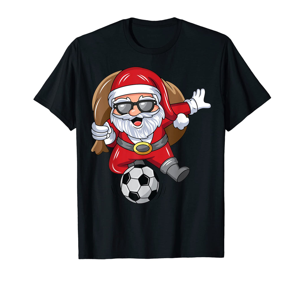 Santa Soccer Player Santa Playing T-Shirt - Casual Everyday Wear Men Women - T-Shirt, Sweatshirt, Hoodie