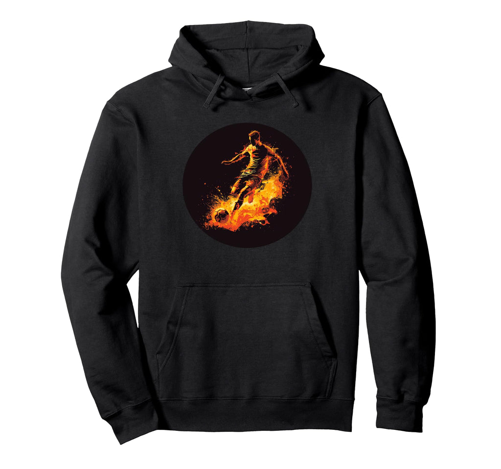 Burning Soccer Love Player And Ball Hoodie - Streetwear Style for Adults - T-Shirt, Sweatshirt, Hoodie