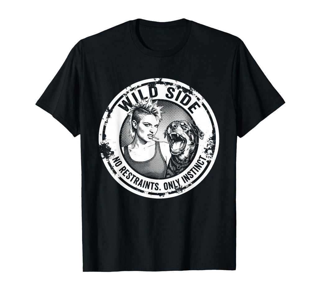 Punk And Dog 90S Grunge Badge T-Shirt - Casual Everyday Wear Men Women - T-Shirt, Sweatshirt, Hoodie