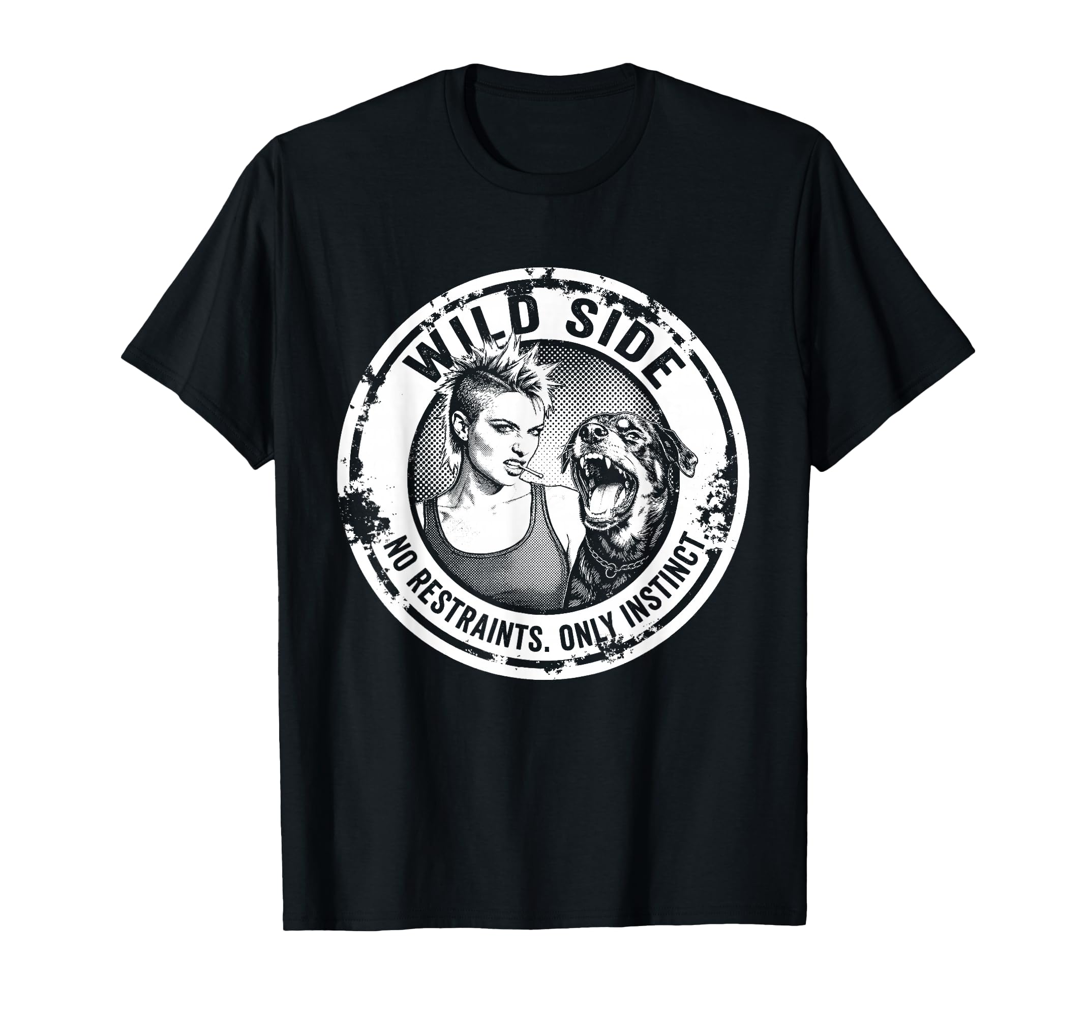 Punk And Dog 90S Grunge Badge T-Shirt - Casual Everyday Wear Men Women - T-Shirt, Sweatshirt, Hoodie