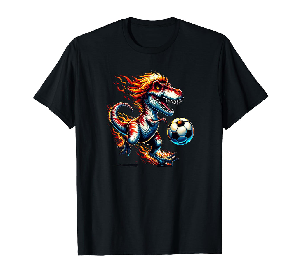 Funny T Rex Dinosaur Soccer Player T-Shirt - Custom Art Print for Adults - T-Shirt, Sweatshirt, Hoodie