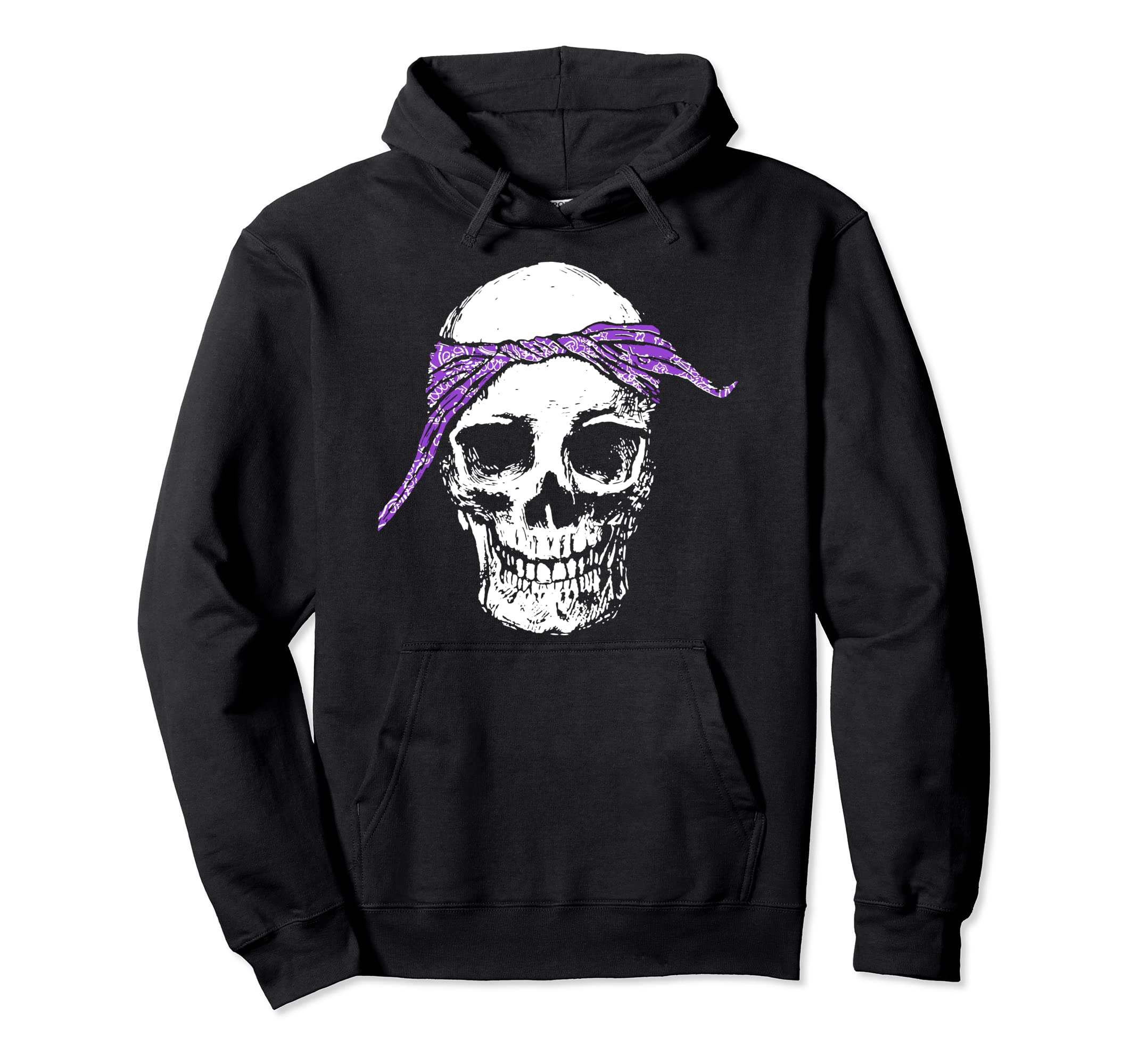 Hiphop Skull Purple Do Rag Bandana Old Hoodie - Trendy Graphic Unisex - T-Shirt, Sweatshirt, Hoodie