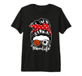 Mom Life Messy Bun Hair Soccer Basketball T-Shirt - Graphic Print Unisex - T-Shirt, Sweatshirt, Hoodie
