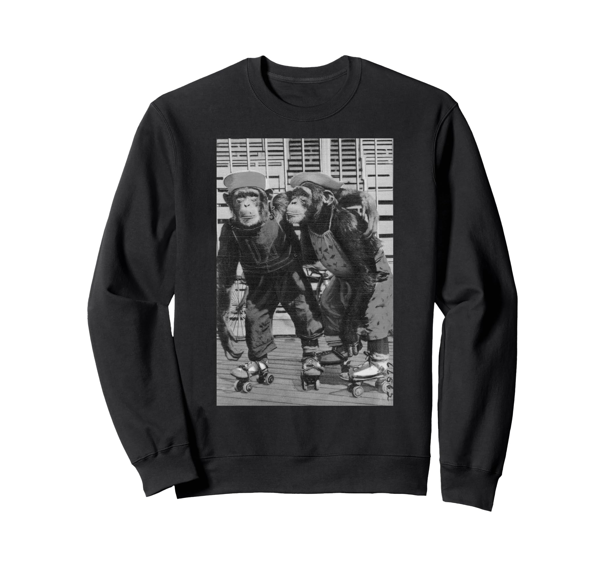 Roller Skate Monkey Chimpanzee Sweatshirt - Novelty Apparel Men Women - T-Shirt, Sweatshirt, Hoodie