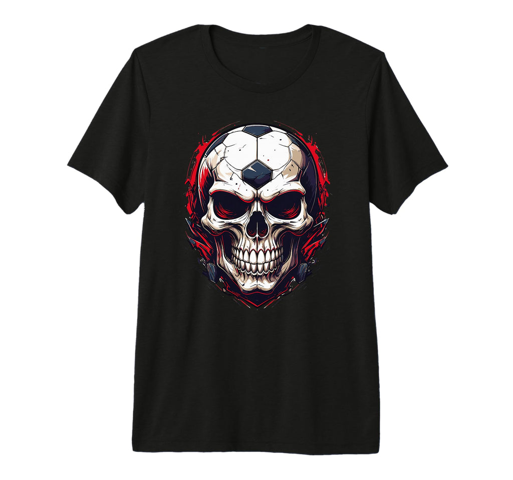 Football Skull Dark Soccer Vibes Tri Blend T-Shirt - Novelty Apparel Unisex - T-Shirt, Sweatshirt, Hoodie