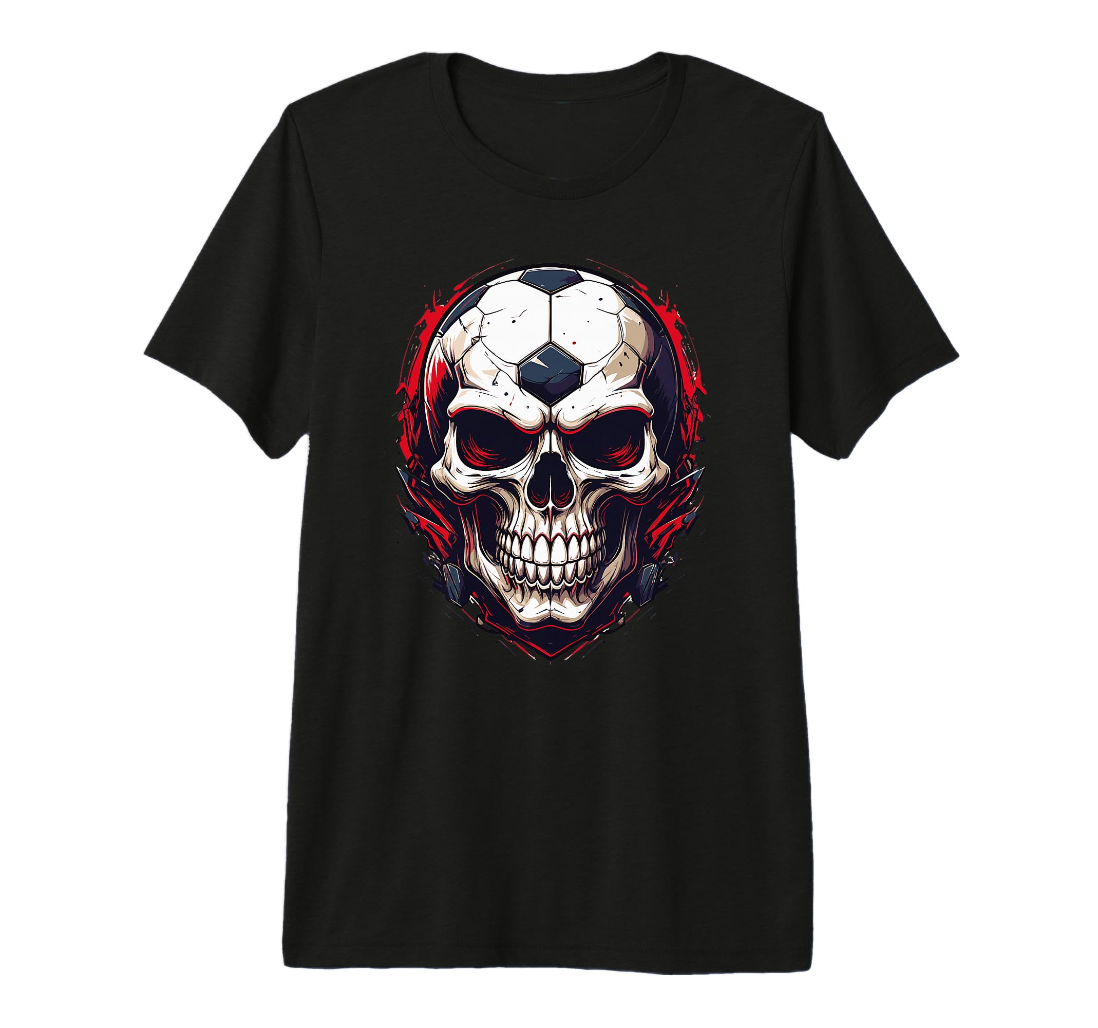 Football Skull Dark Soccer Vibes Tri Blend T-Shirt - Novelty Apparel Unisex - T-Shirt, Sweatshirt, Hoodie
