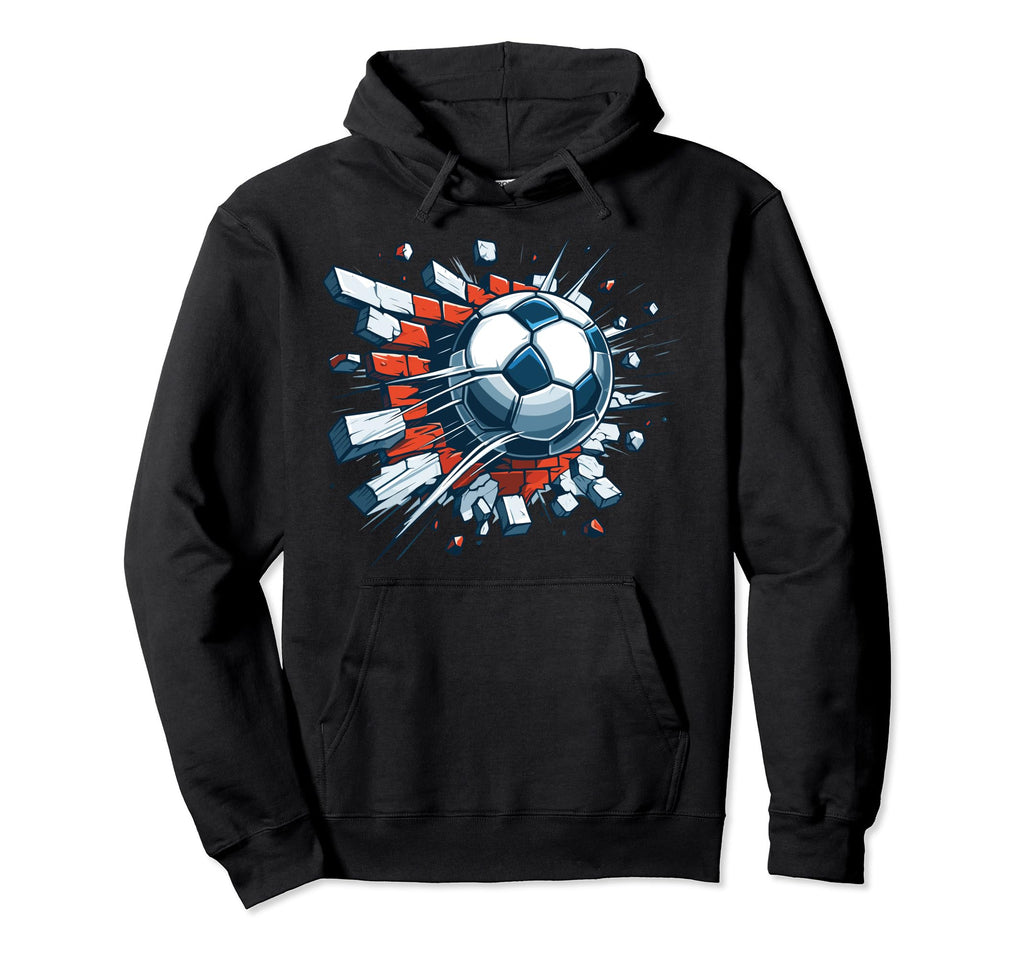 Soccer Ball Break Wall Soccer Sports Hoodie - Unique Graphic for Adults - T-Shirt, Sweatshirt, Hoodie