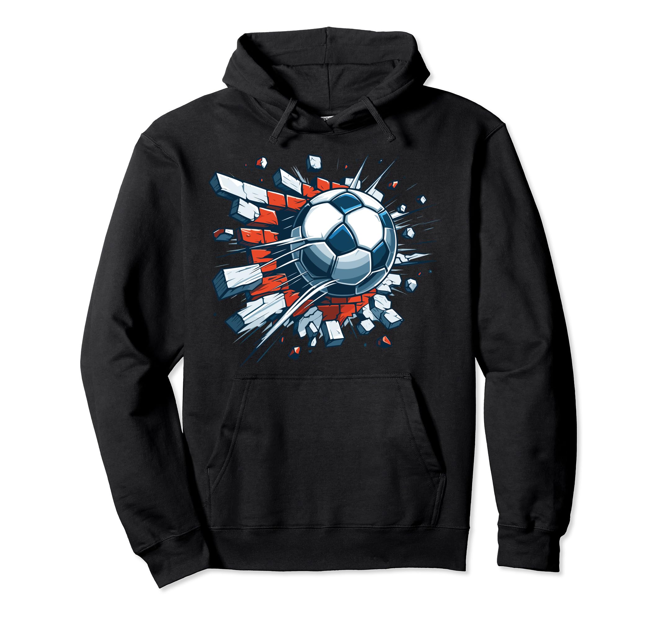 Soccer Ball Break Wall Soccer Sports Hoodie - Unique Graphic for Adults - T-Shirt, Sweatshirt, Hoodie
