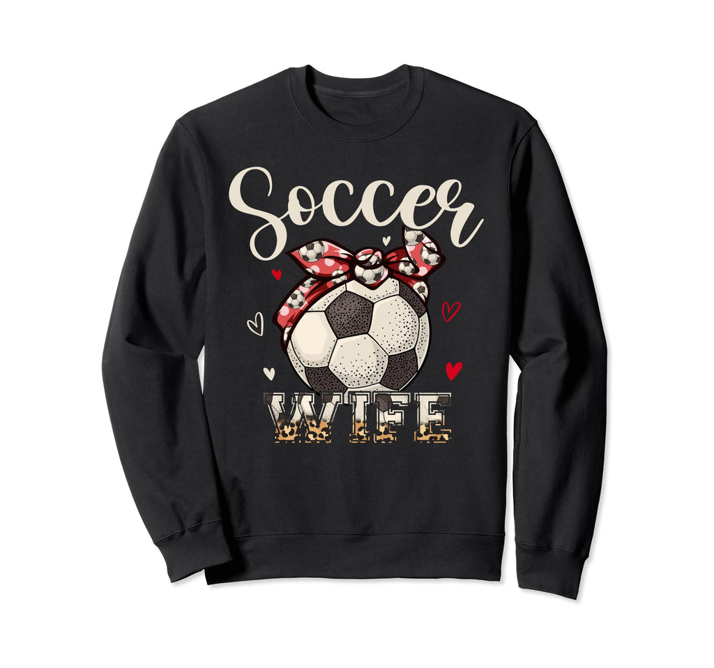 Soccer Wife Headband Leopard Soccer Sweatshirt - Unique Graphic Unisex - T-Shirt, Sweatshirt, Hoodie