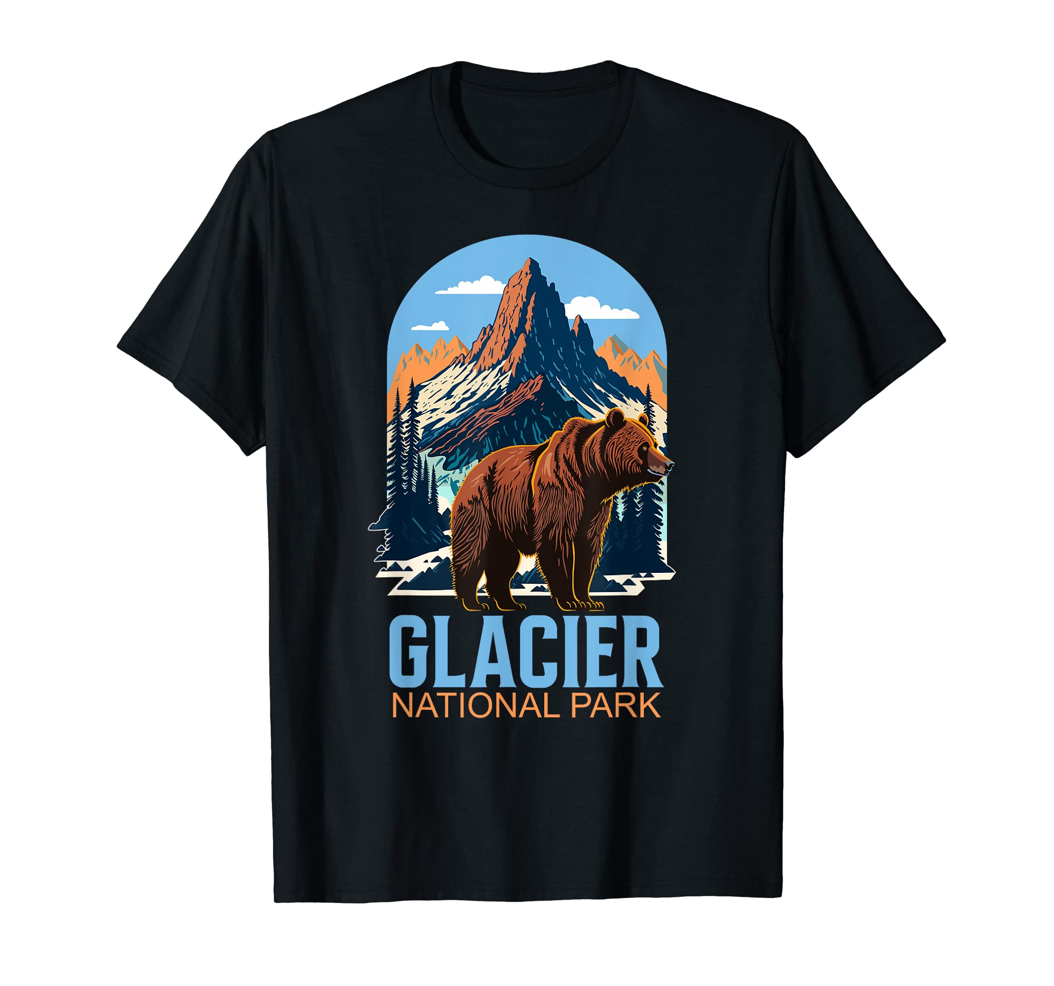 Glacier National Park Montana Grizzly T-Shirt - Custom Art Print Unisex - T-Shirt, Sweatshirt, Hoodie