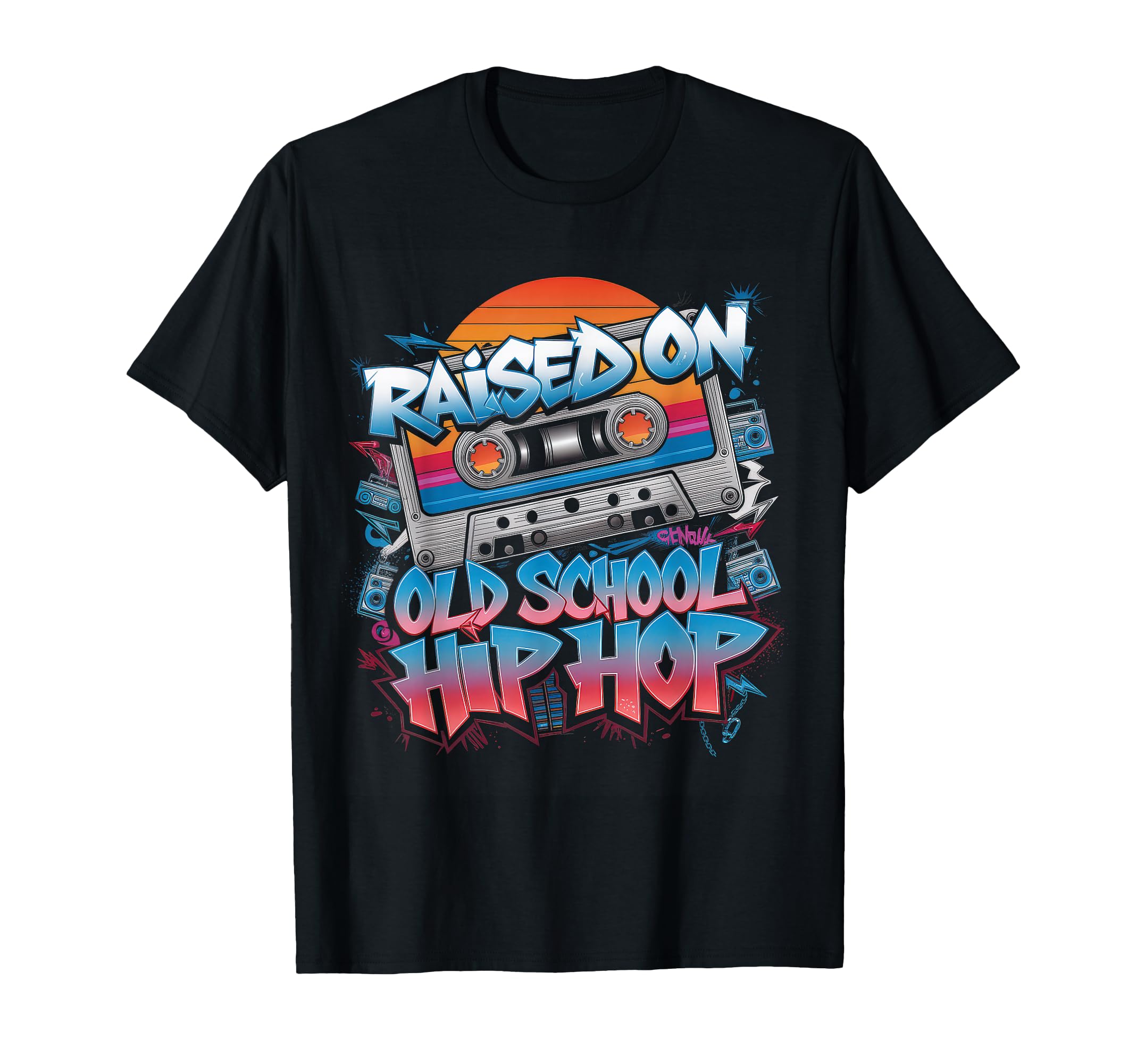 Raised Old School Hip Hop Cassette T-Shirt - Custom Art Print Unisex - T-Shirt, Sweatshirt, Hoodie
