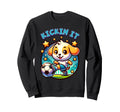 Kickin It Soccer Player Puppy Sweatshirt - Aesthetic Graphic for Adults - T-Shirt, Sweatshirt, Hoodie