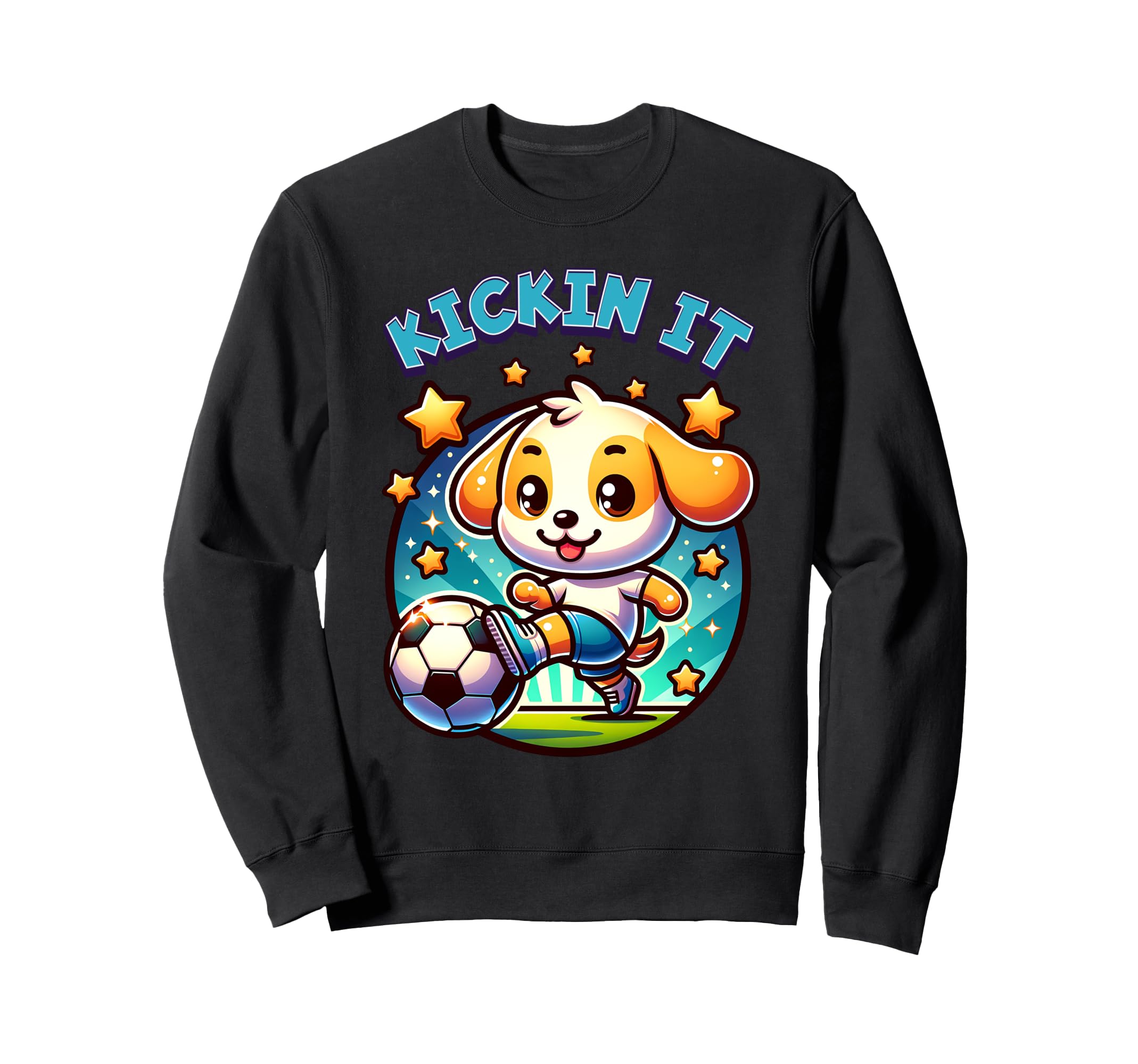 Kickin It Soccer Player Puppy Sweatshirt - Aesthetic Graphic for Adults - T-Shirt, Sweatshirt, Hoodie