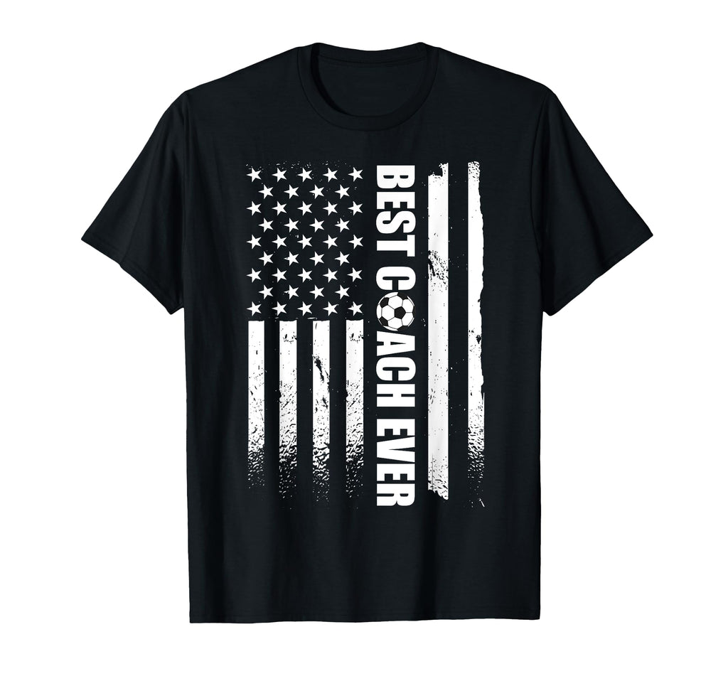 Best Soccer Coach Ever American Flag T-Shirt - Novelty Apparel for Adults - T-Shirt, Sweatshirt, Hoodie