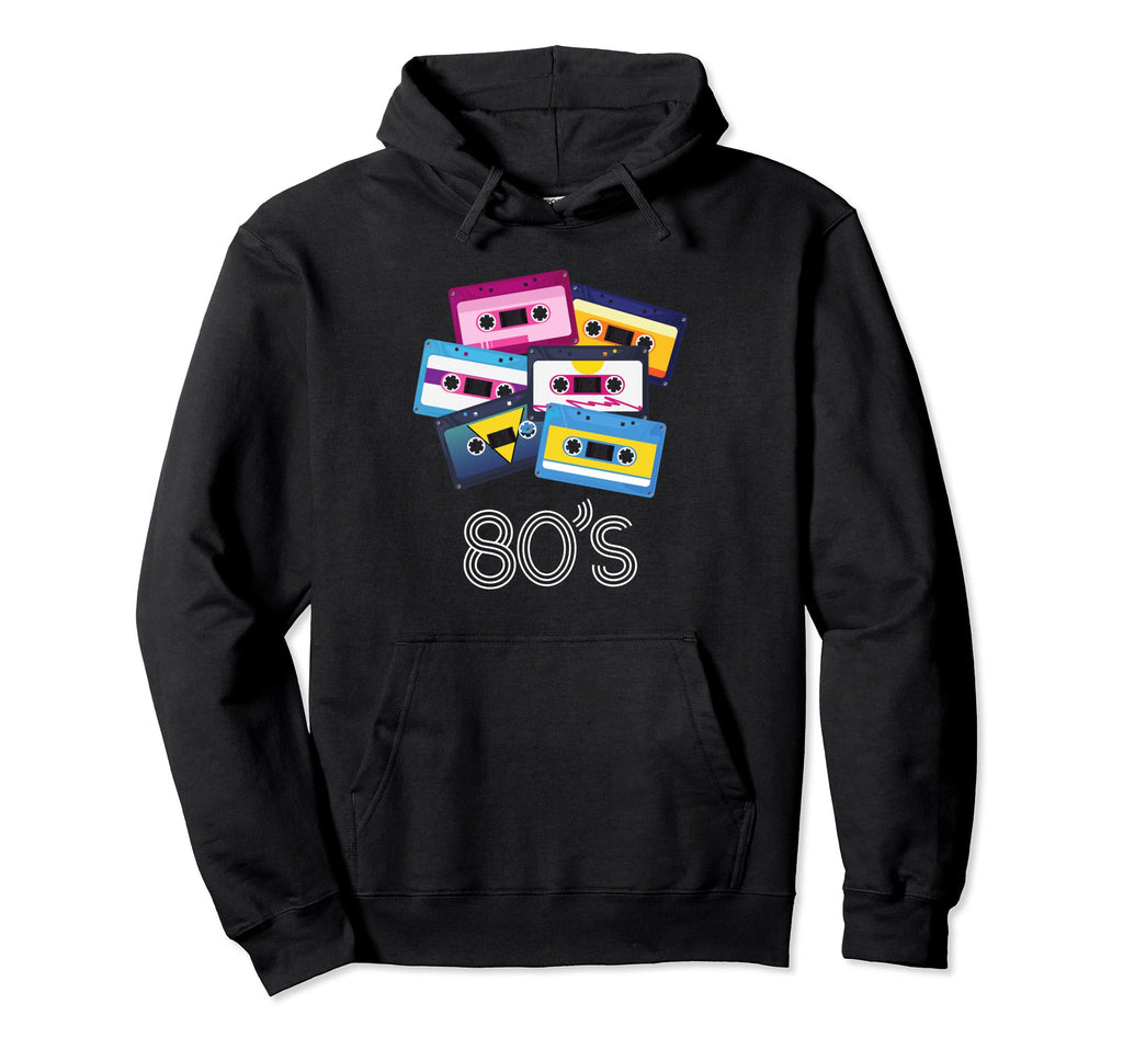 80S Colorful Cassette Tapes Hoodie - Graphic Print for Adults - T-Shirt, Sweatshirt, Hoodie