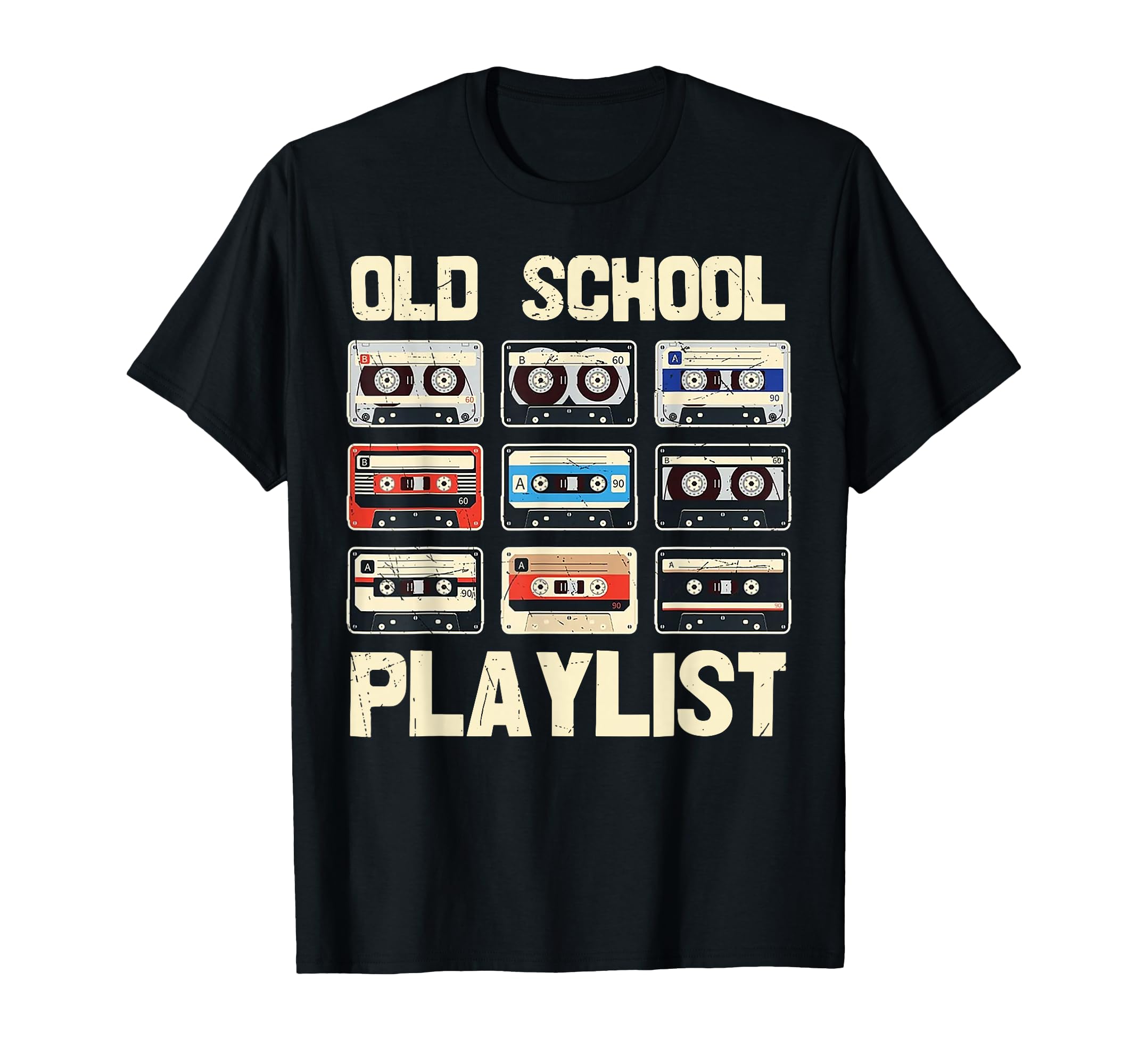 Funny Old School Playlist Cassette T-Shirt - Minimalist Print for Adults - T-Shirt, Sweatshirt, Hoodie