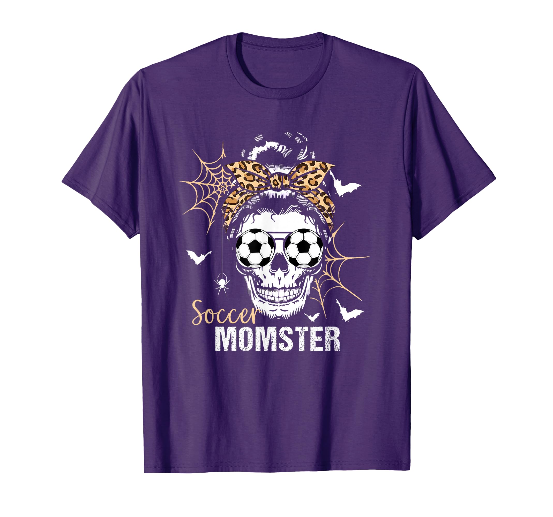Momster Soccer Mom Messy Bun Skull Halloween T-Shirt - Graphic Print Unisex - T-Shirt, Sweatshirt, Hoodie