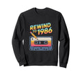Rewind To 1986 Cassette Tape Sweatshirt - Streetwear Style for Adults - T-Shirt, Sweatshirt, Hoodie