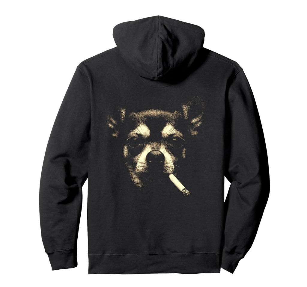 Chihuahua Smoking Cigarette Grunge Hoodie - Minimalist Print Men Women - T-Shirt, Sweatshirt, Hoodie