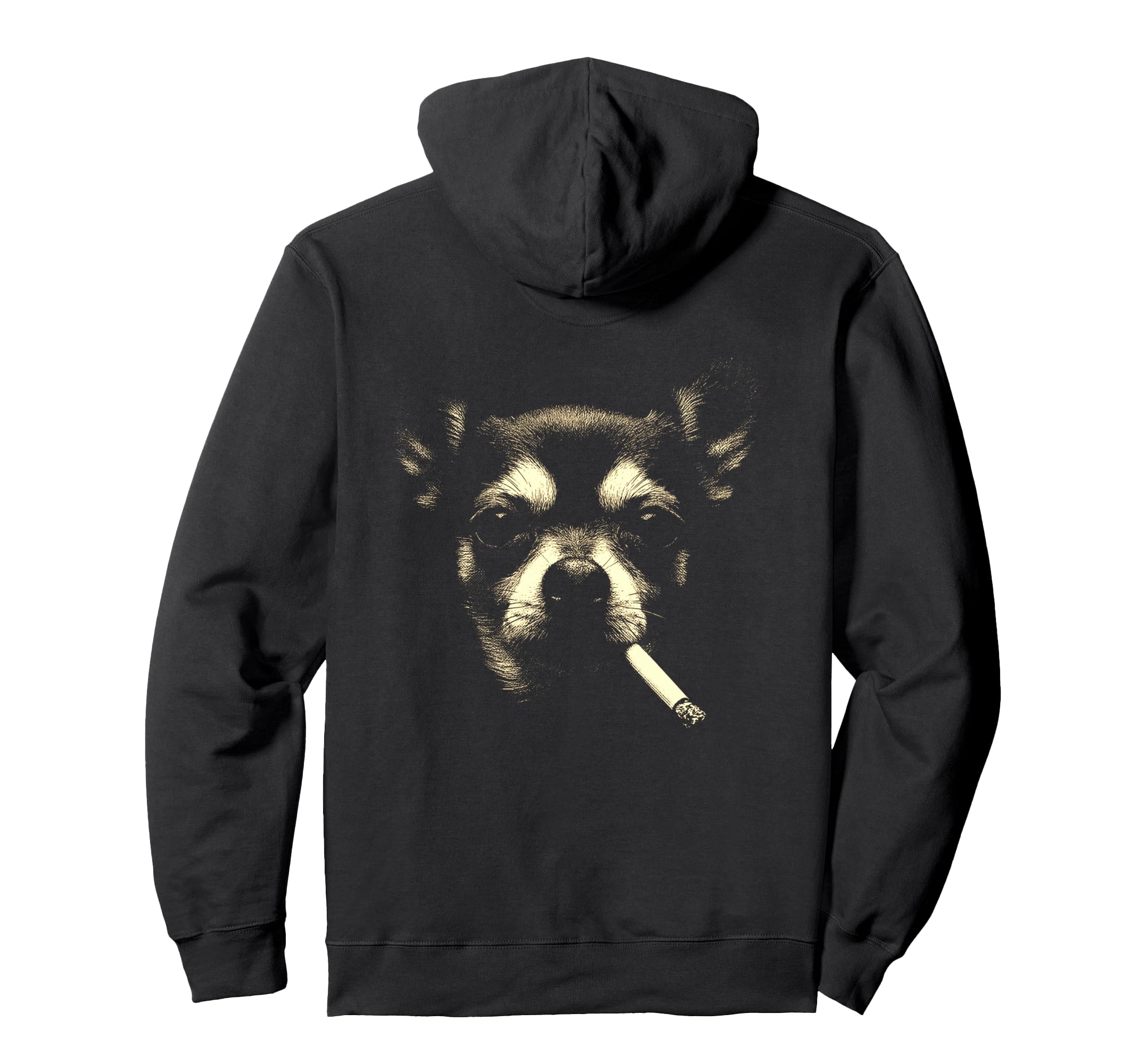 Chihuahua Smoking Cigarette Grunge Hoodie - Minimalist Print Men Women - T-Shirt, Sweatshirt, Hoodie