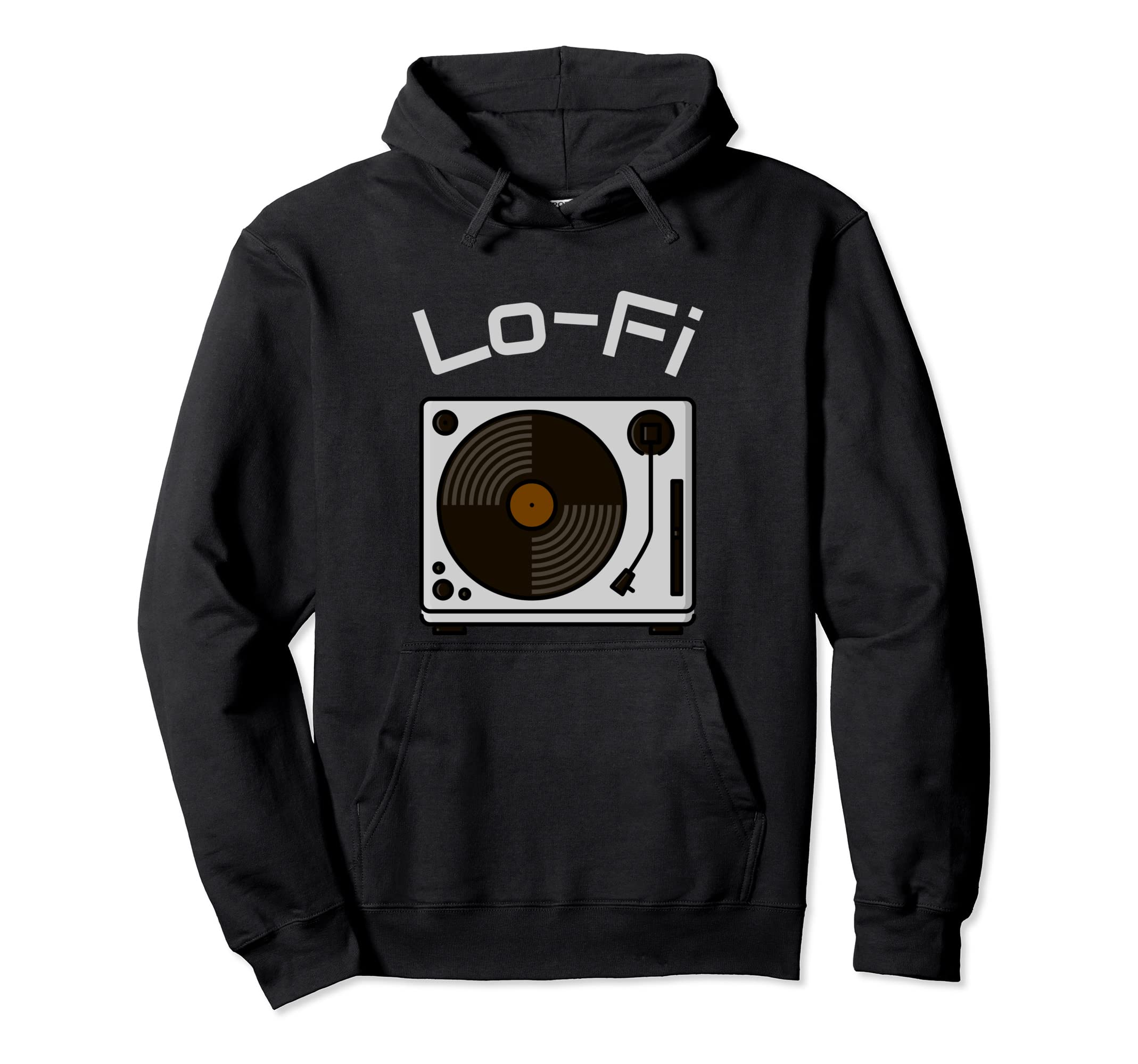 Lo Fi Vinyl Record Player Hoodie - Fun Novelty Design for Adults - T-Shirt, Sweatshirt, Hoodie
