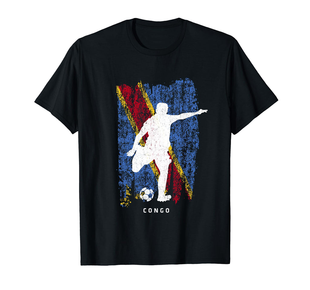 Congo Flag Soccer Player Silhouette T-Shirt - Minimalist Print Unisex - T-Shirt, Sweatshirt, Hoodie