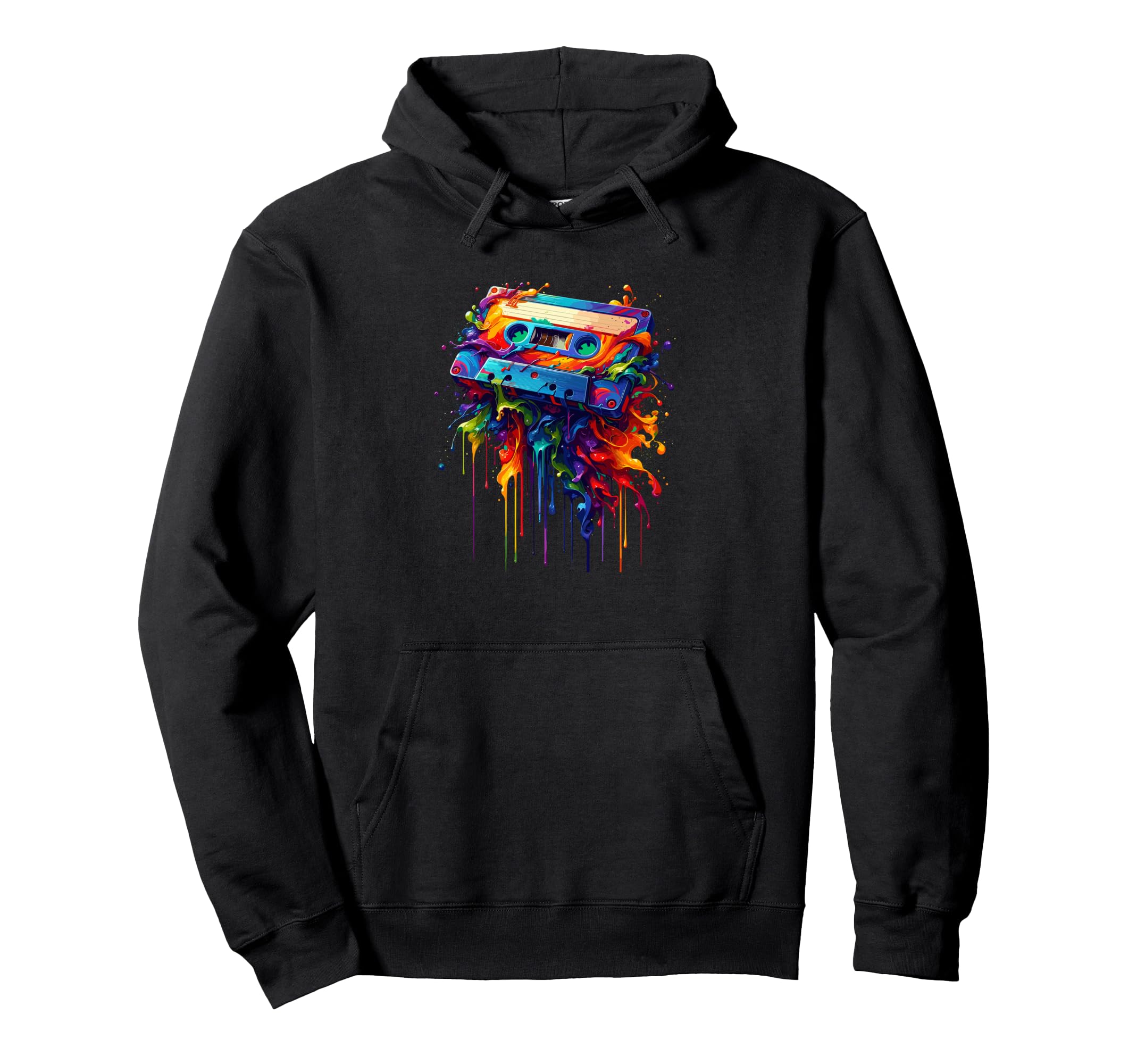 Dripping Paint Art Cassette Player Music Hoodie - Unique Graphic Men Women - T-Shirt, Sweatshirt, Hoodie