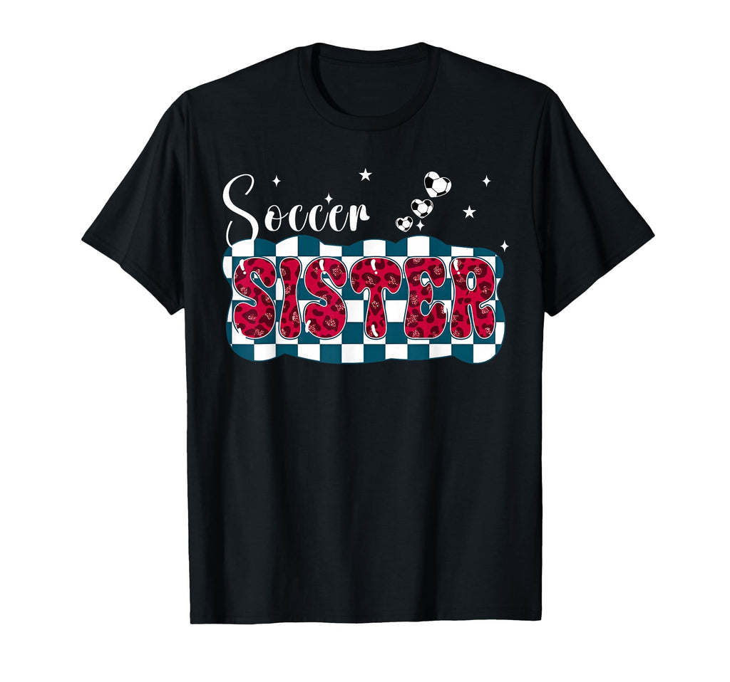 Soccer Sister Leopard Checkerboard T-Shirt - Novelty Apparel Men Women - T-Shirt, Sweatshirt, Hoodie