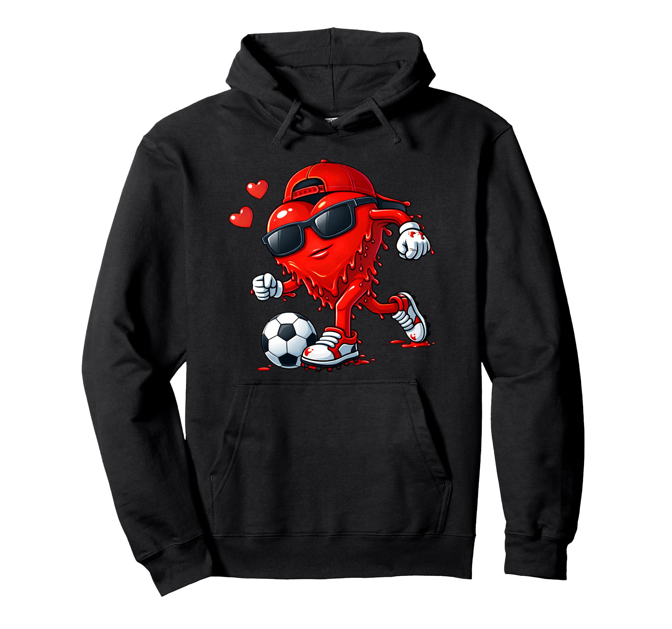 Valentine Soccer Heart Drip Sport Hoodie - Aesthetic Graphic for Adults - T-Shirt, Sweatshirt, Hoodie