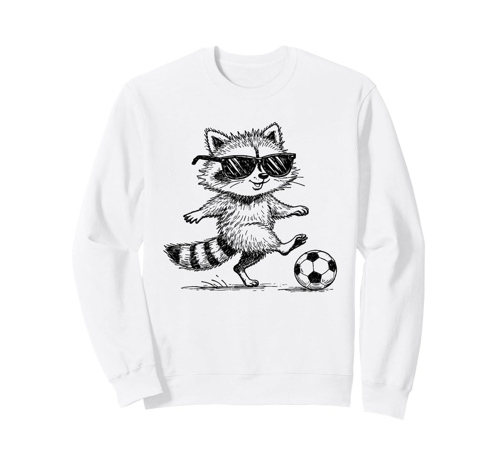 Raccoon Soccer Player Sunglasses Sweatshirt - Fun Novelty Design Men Women - T-Shirt, Sweatshirt, Hoodie
