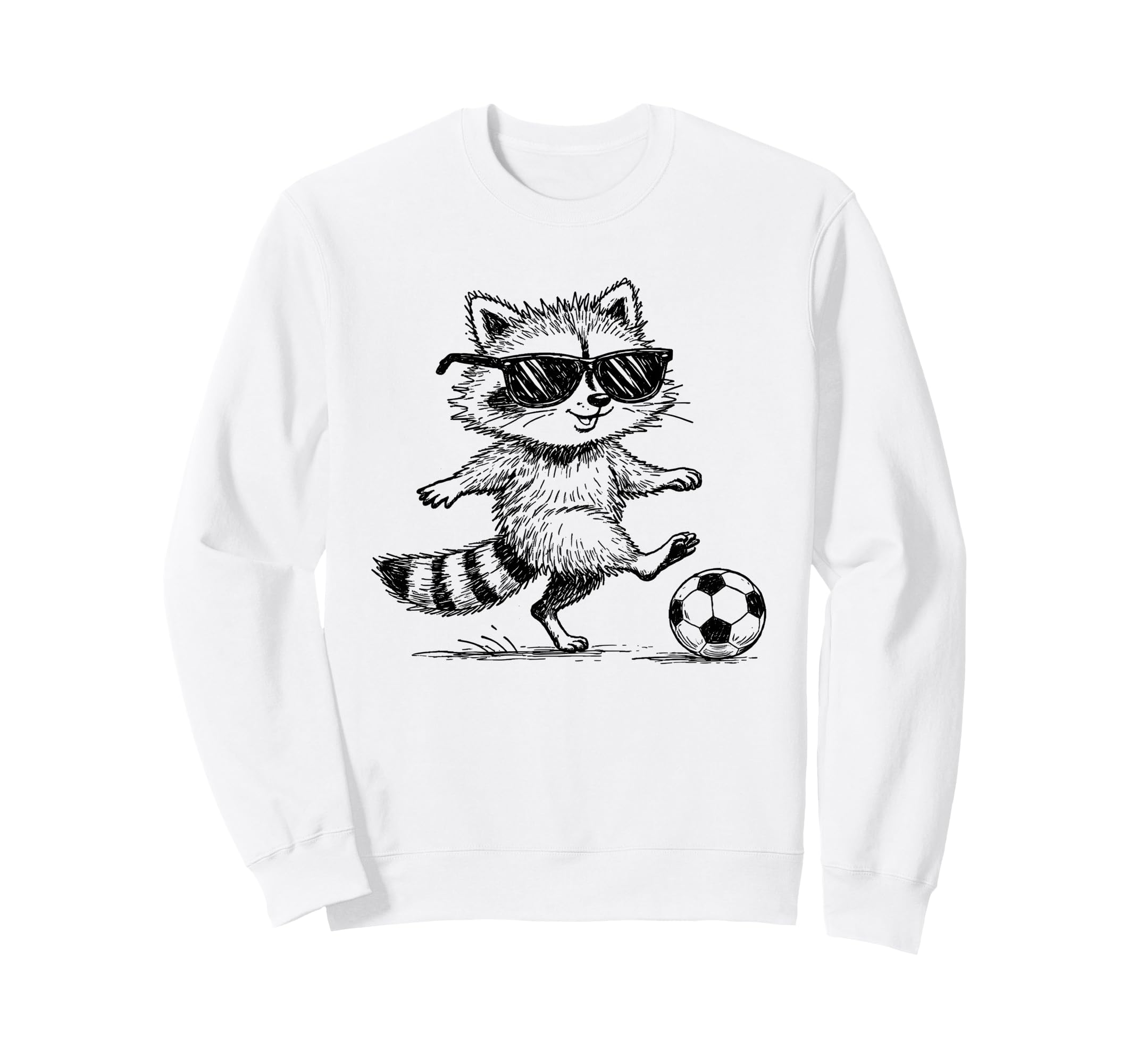 Raccoon Soccer Player Sunglasses Sweatshirt - Fun Novelty Design Men Women - T-Shirt, Sweatshirt, Hoodie