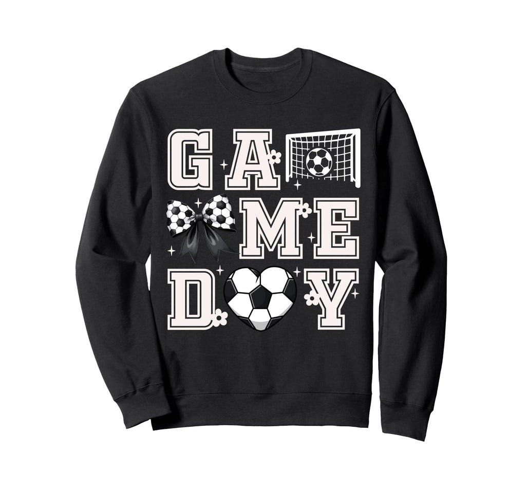 Soccer Coquette Bow Gameday Cheer Mom Sweatshirt - Unique Graphic Unisex - T-Shirt, Sweatshirt, Hoodie