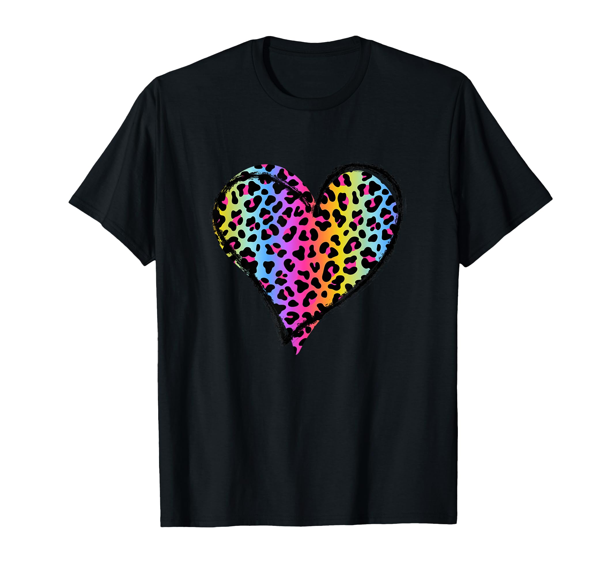 Heart Rainbow Cheetah Leopard Tiger T-Shirt - Novelty Apparel Unisex - T-Shirt, Sweatshirt, Hoodie