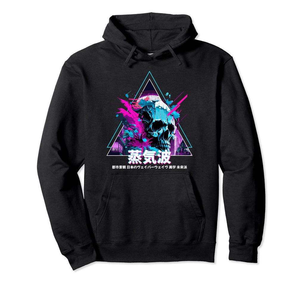 Glitch Skull Vaporwave Aesthetic Edgy Hoodie - Minimalist Print Unisex - T-Shirt, Sweatshirt, Hoodie