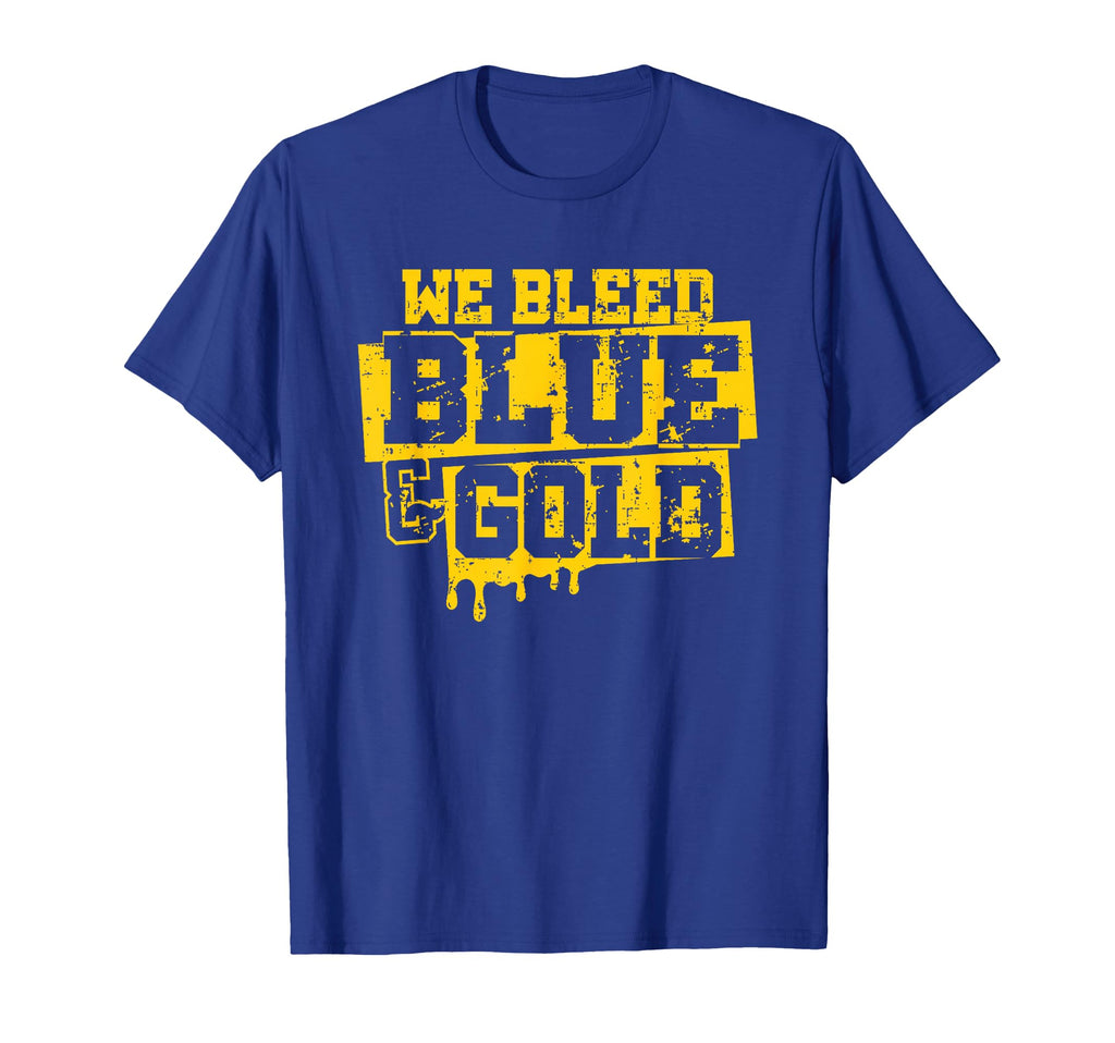 We Bleed Blue Gold Game Day Group T-Shirt - Novelty Apparel Men Women - T-Shirt, Sweatshirt, Hoodie